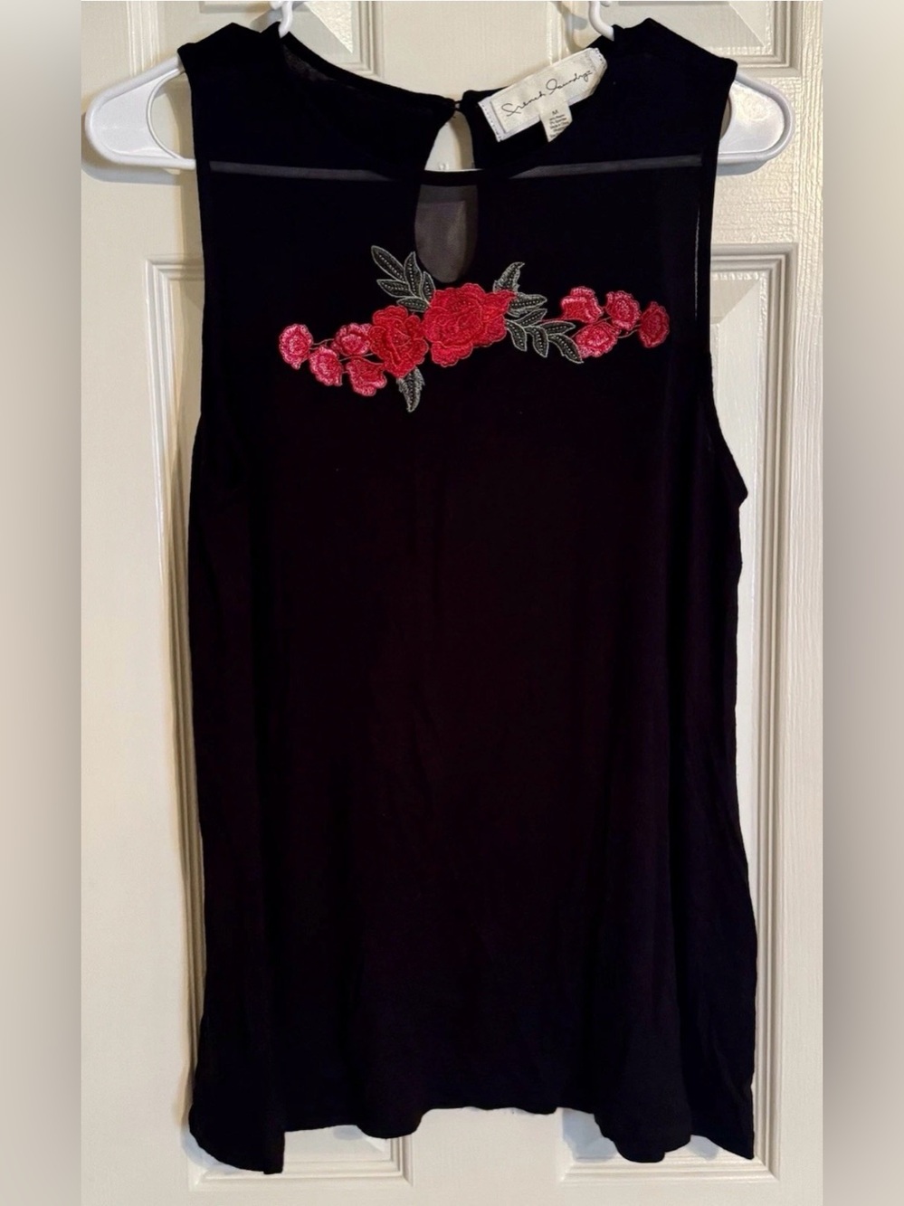 French Laundry Black Red Pink Mesh Women’s Tank Top Size Medium